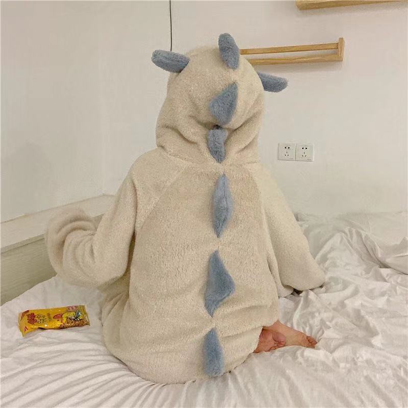 The Socially Unavailable Dinosaur Onesie — Oversized Hooded Pajama Onesie