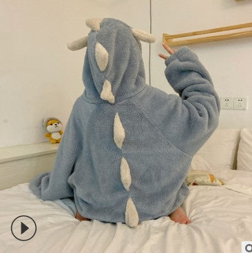 The Socially Unavailable Dinosaur Onesie — Oversized Hooded Pajama Onesie